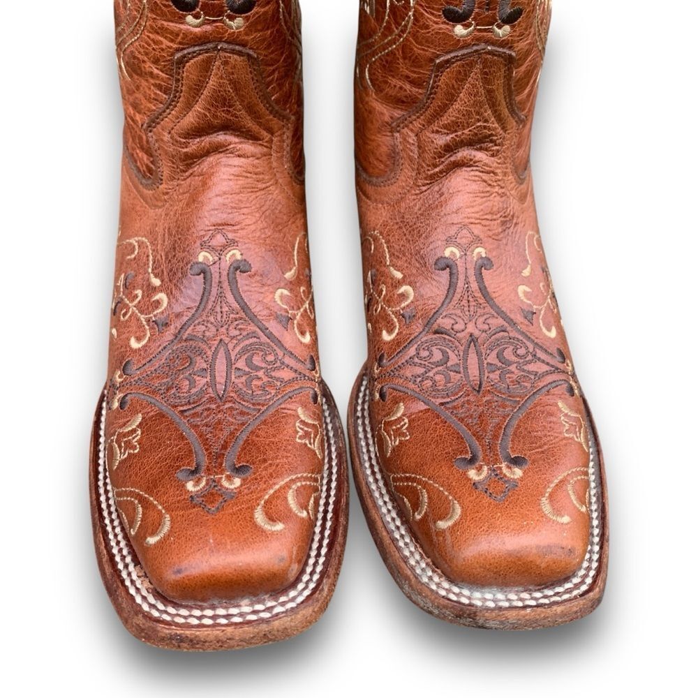 Circle G Cognac Embroidered Cowgirl Leather Cowboy Boots Women’s size 7.5 - Picture 8 of 16